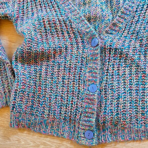 Wet Seal Chunky Knit Cardigan Sweater Pastel Womens Juniors XS Wool 80s Cottage - Picture 7 of 10